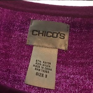Purple Chico’s sleeveless shirt. Very comfy.